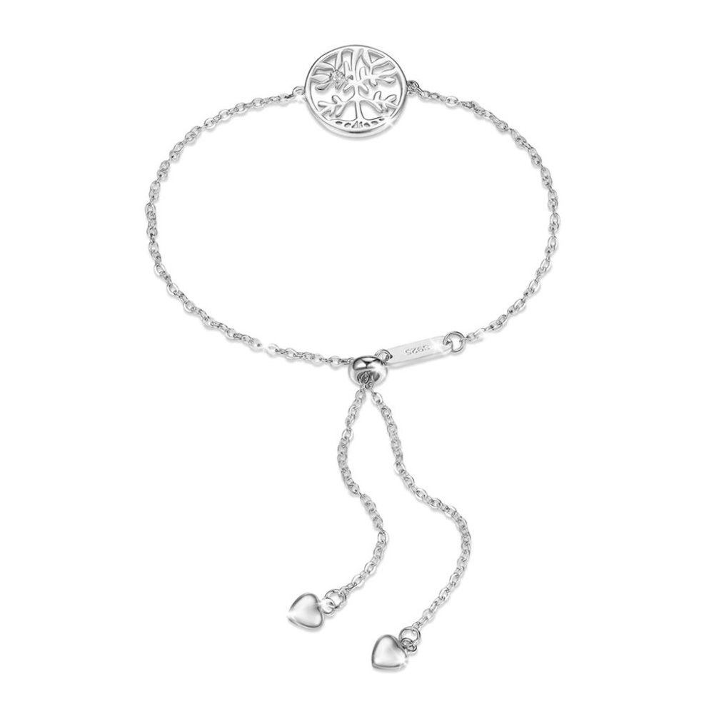 NWOT 925 Sterling Silver Adjustable Bolo Slide Bracelet With Tree Of Life Charm